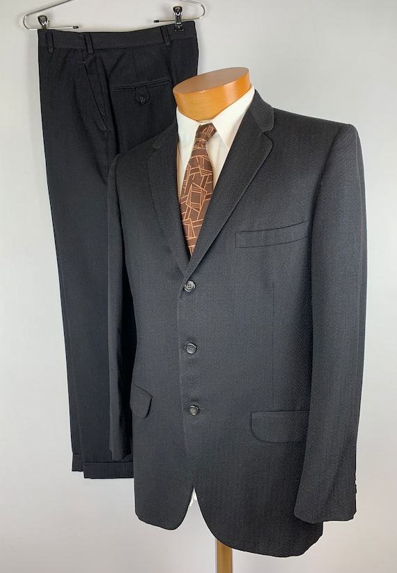 Vintage 1950s Dark Brown Men’s Suit Size 40 Jacket