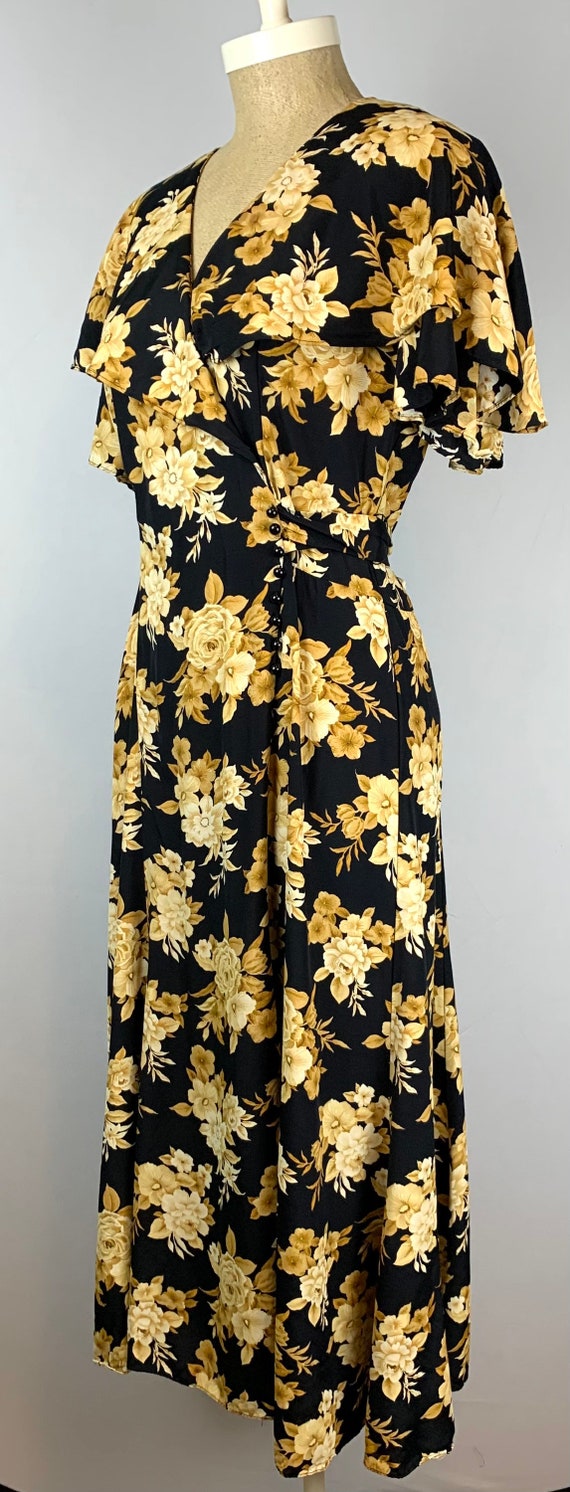 Vintage 90s Floral Rayon Tie Back Dress | Cottage… - image 6