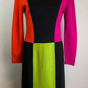 Color Blocked Knit Dress | Vintage 80s | Sheath Style |