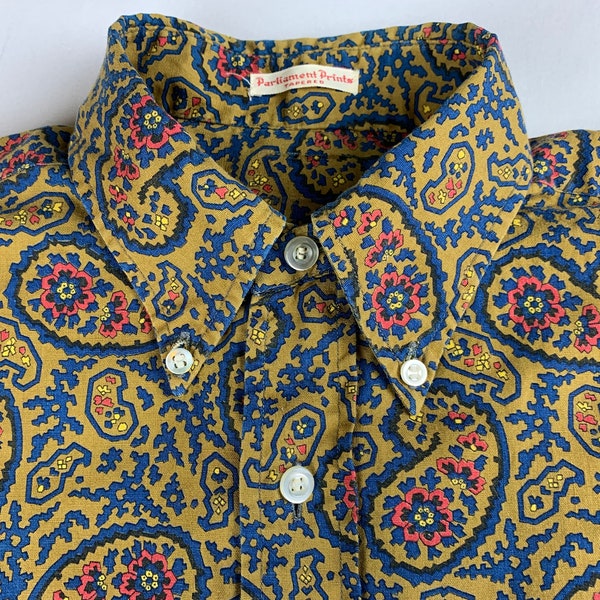 Vintage 60’s Paisley Long Sleeve Shirt Size Small 14-14-1/2