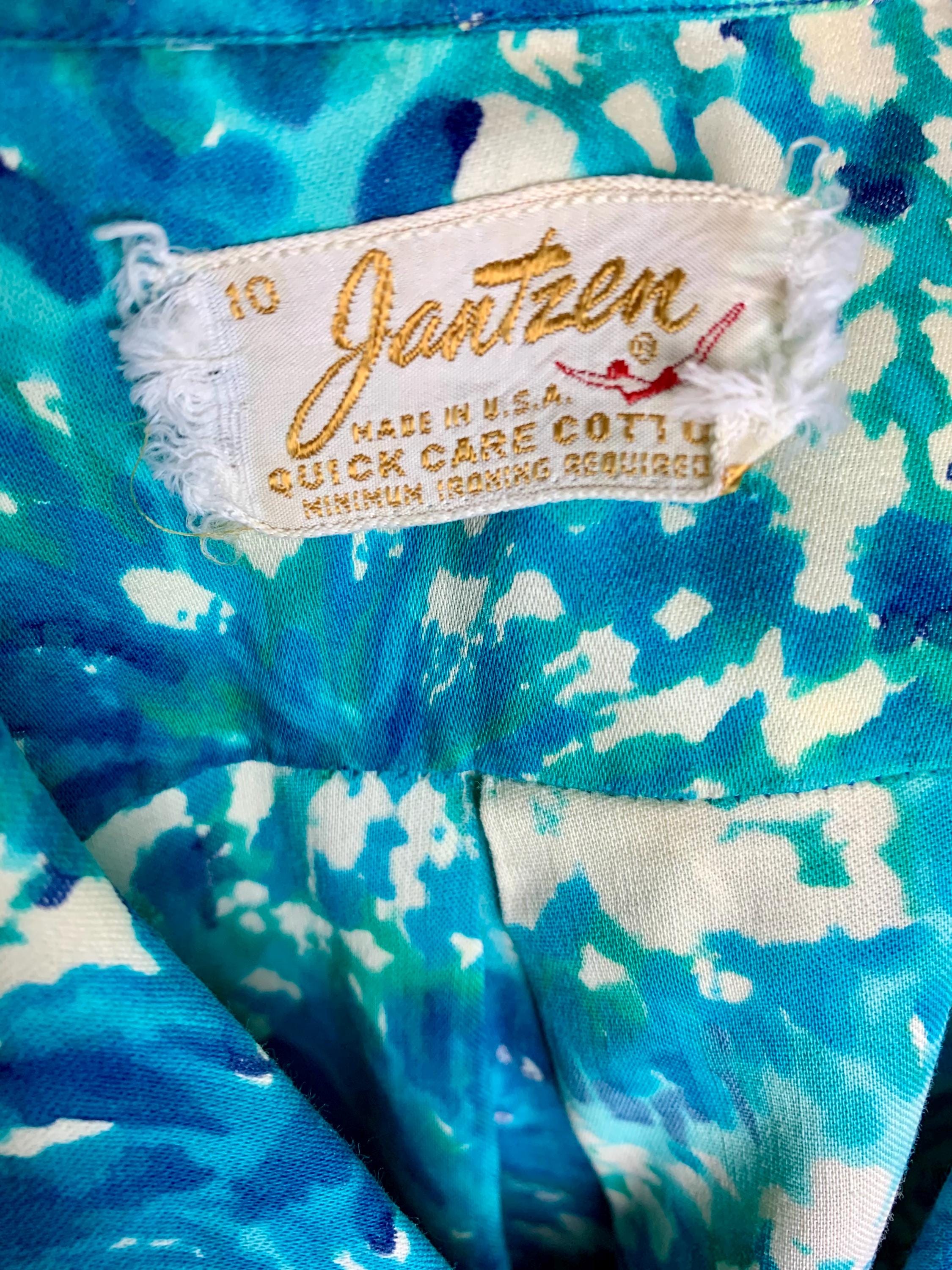 Vintage 50's Women's Jantzen Floral Cotton Hawaiian Shirt