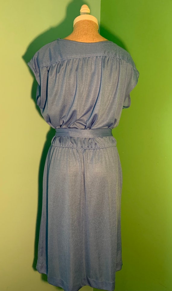 1970s Women’s Light Blue Polyester Dress - image 8