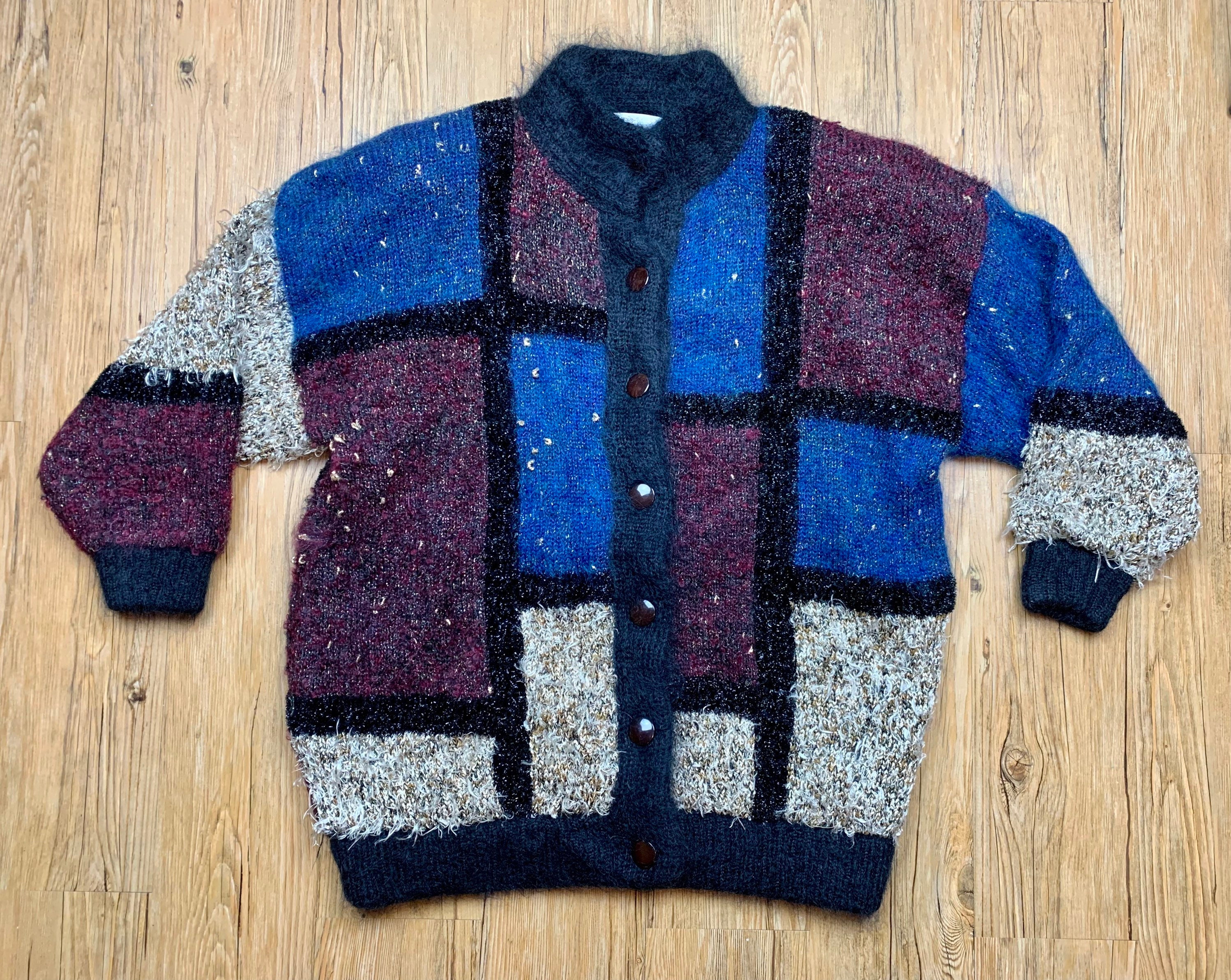 Vintage 80s Glittery Gold Mohair Fuzzy 