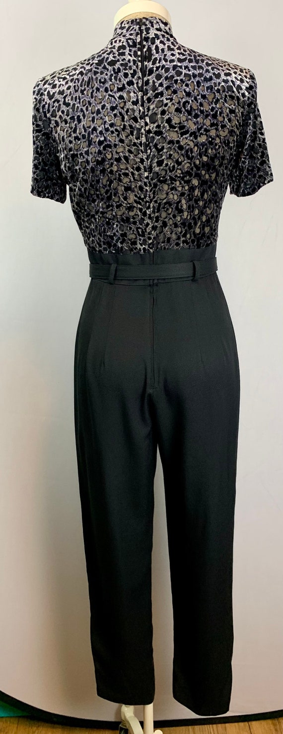 Vintage 90s Black Leopard Print Jumpsuit  Small - image 9