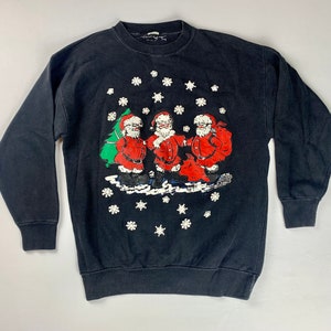 Vintage Novelty Ugly Christmas Sweater Graphic Sweatshirt Santa Size Large