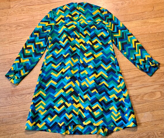 Vintage 60’s Mod Simpsons Sears Zig Zag Print Dre… - image 3