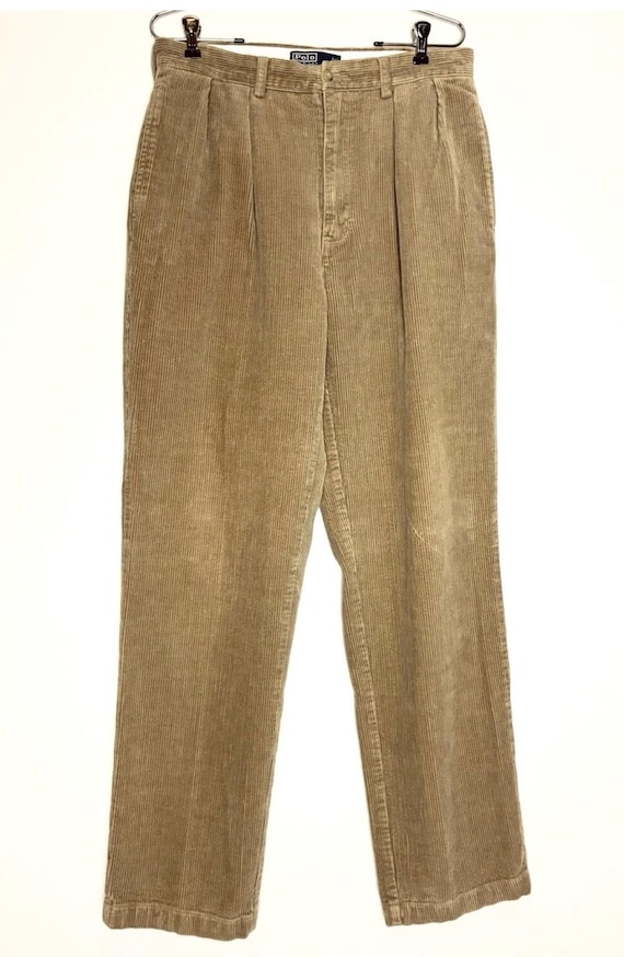 Ralph Lauren Polo Beige Corduroy Pants - Size 34x34 - Classic Ivy