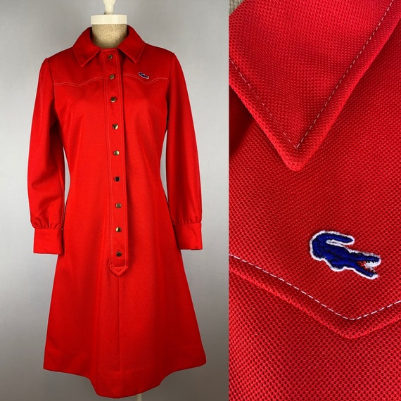 Vintage 70s Chemise Lacoste Red Dress Tennis Dress - image 1