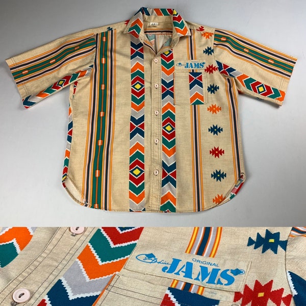 Vintage 80s Original Jams Surfline Southwest Hawaiian Shirt Size Medium