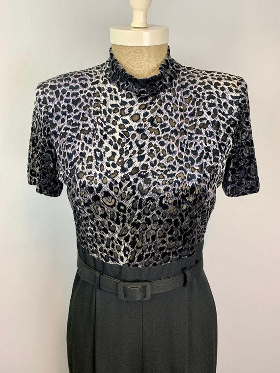 Vintage 90s Black Leopard Print Jumpsuit  Small - image 5