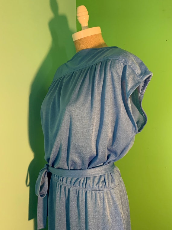 1970s Women’s Light Blue Polyester Dress - image 4