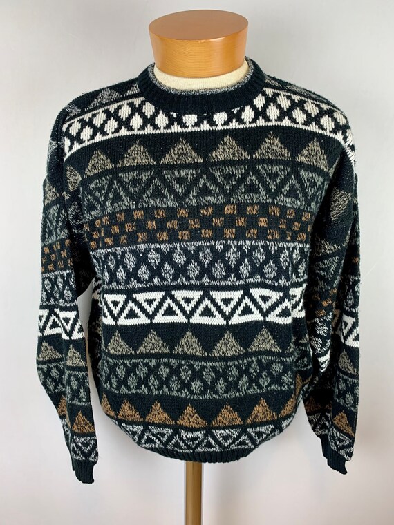 Vintage 80s 90s Geometric Pattern Pullover Sweate… - image 3