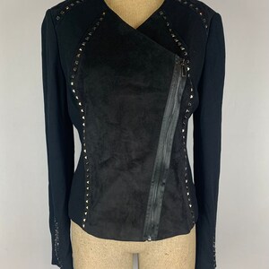 Caché Black Moto Fitted Zipper Jacket NWT Size M