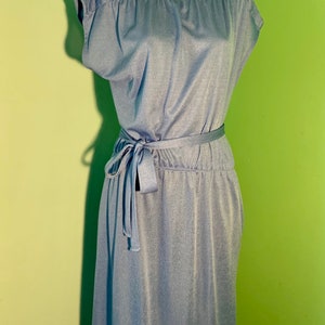 1970s Women’s Light Blue Polyester Dress