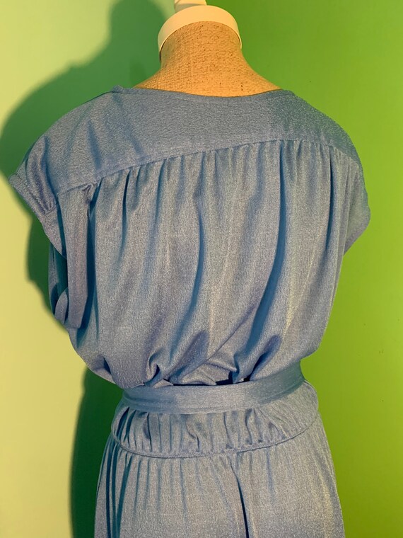 1970s Women’s Light Blue Polyester Dress - image 5