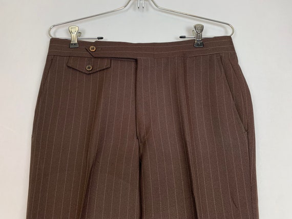 Vintage 70s Brown Pinstripe Polyester Suit 38, 32… - image 10