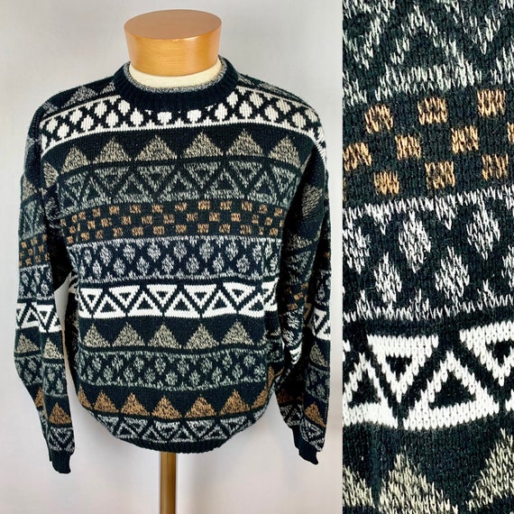 Vintage 80s 90s Geometric Pattern Pullover Sweate… - image 1