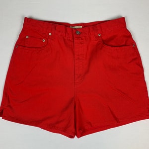Red Jean Mom Shorts | Vintage 80s | High Rise | Size 12 | 32 Waist |