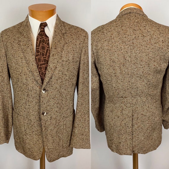 70s Does 30s Style Men’s Brown Tweed Sports Coat … - image 1