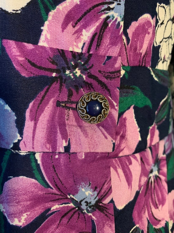 Vintage 80s Purple Floral Cottagecore Dress - image 9