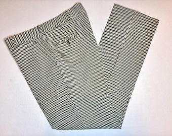 Pantalon à carreaux verts pour hommes des années 70 - taille 40, entrejambe 37-1/2"