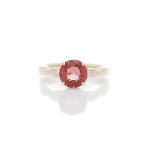 14k Yellow Gold Tourmaline Ring with Round Brilliant Diamonds, Ready to Ship