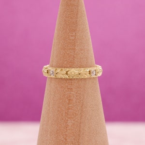 Square French Cut Lab Diamond Solid Gold Band