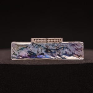10k White Gold Channel Set Band with Round Brilliant Diamonds