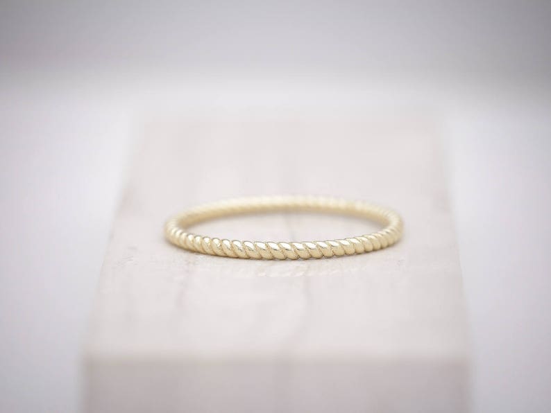 1.5mm Solid Yellow Gold Twisted Rope Stackable Wedding Band 14k, 18k image 1