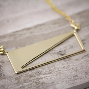14K Solid Yellow Gold Open Bar Name Plate Necklace, Ready to Ship