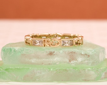 French Cut Lab Diamond Solid Gold Band