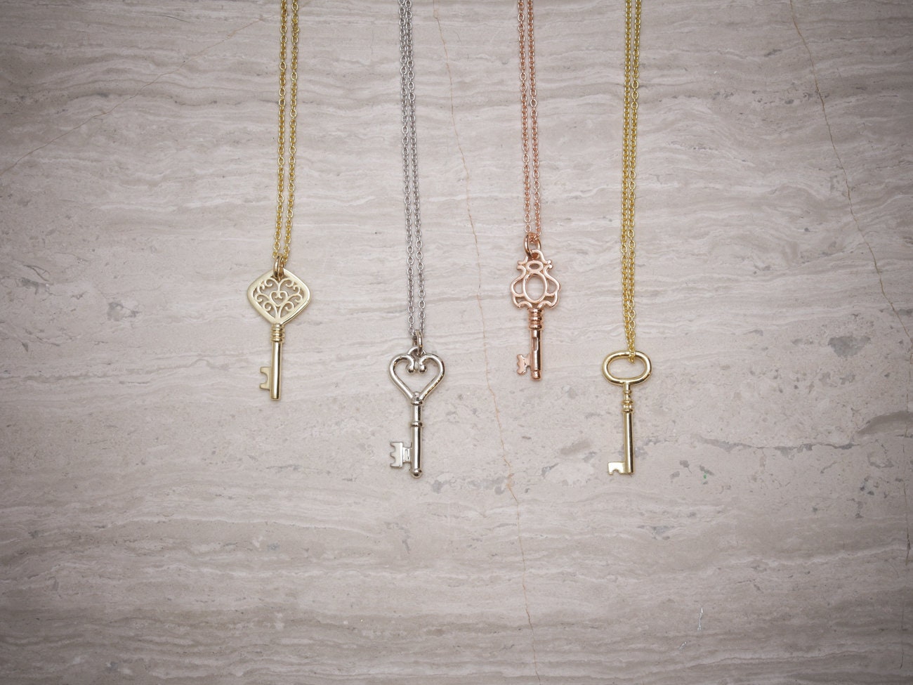 Filigree Key 14K Solid Gold Filigree Key Pendant With Chain, Made to Order - Etsy