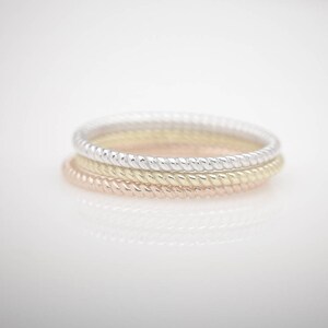 1.5mm Solid Rose Gold Twisted Rope Stackable Wedding Band 14k, 18k image 4