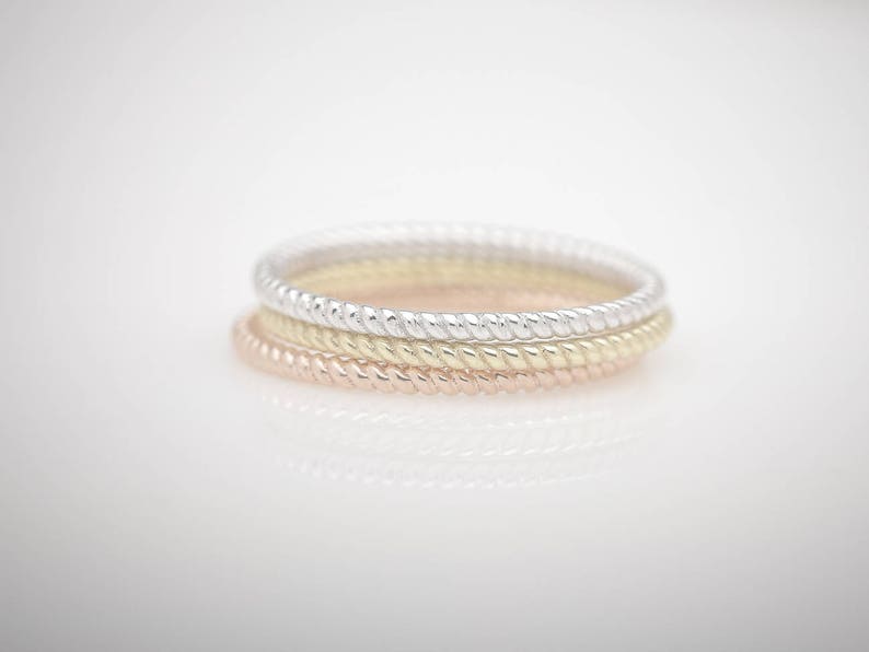 1.5mm Solid Yellow Gold Twisted Rope Stackable Wedding Band 14k, 18k image 4