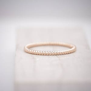 1.5mm Solid Rose Gold Twisted Rope Stackable Wedding Band 14k, 18k image 1