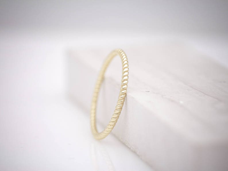 1.5mm Solid Yellow Gold Twisted Rope Stackable Wedding Band 14k, 18k image 2