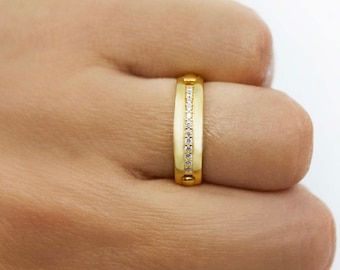Anillo de oro de 18k, joyería chapada en oro vermeil, anillo de oro delicado, regalo para ella
