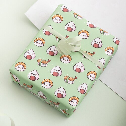 Kawaii Wrapping Paper / Gift Wrap / Sushi Wrapping Paper / Etsy