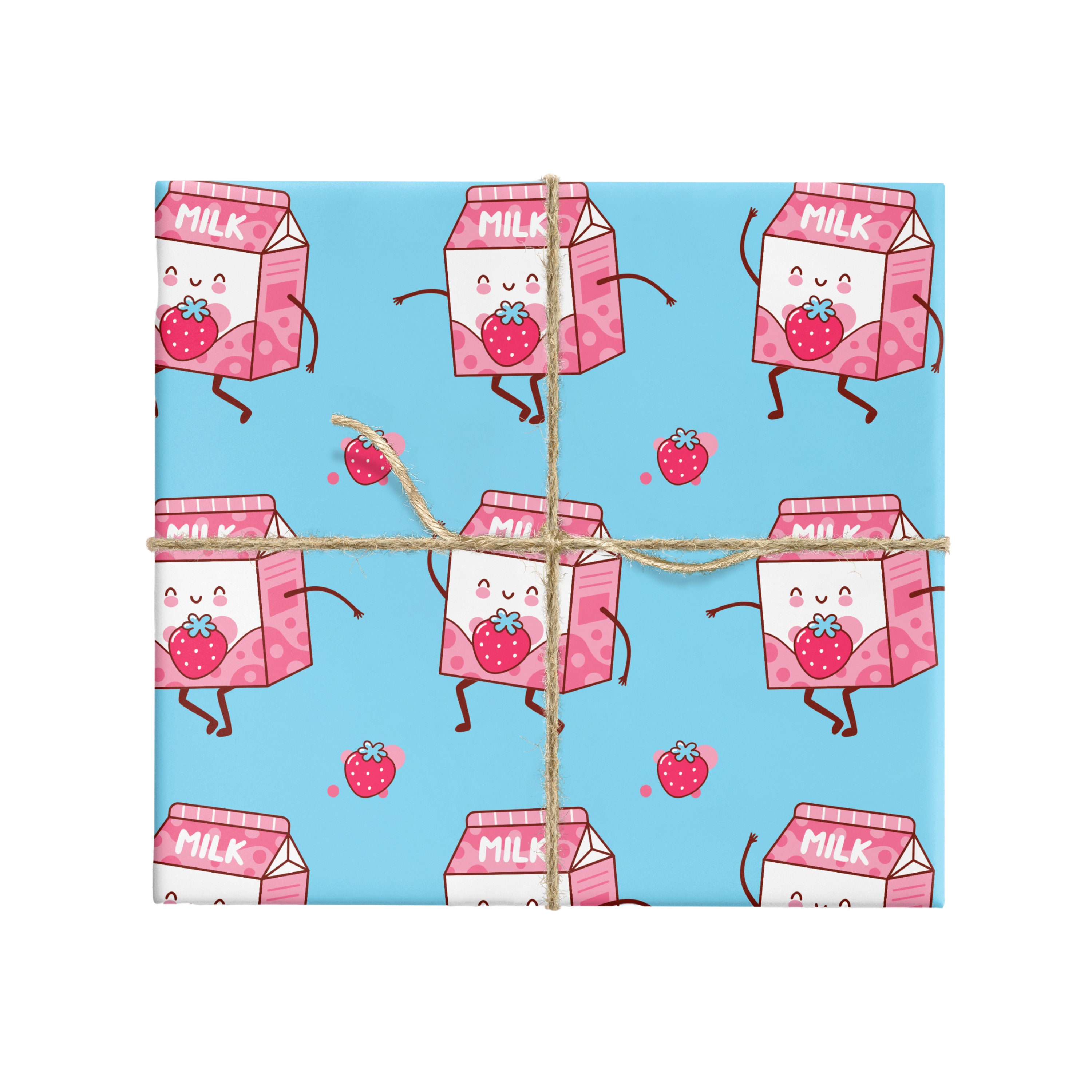 Kawaii Wrapping Paper / Gift Wrap / Strawberry Milk Carton Etsy