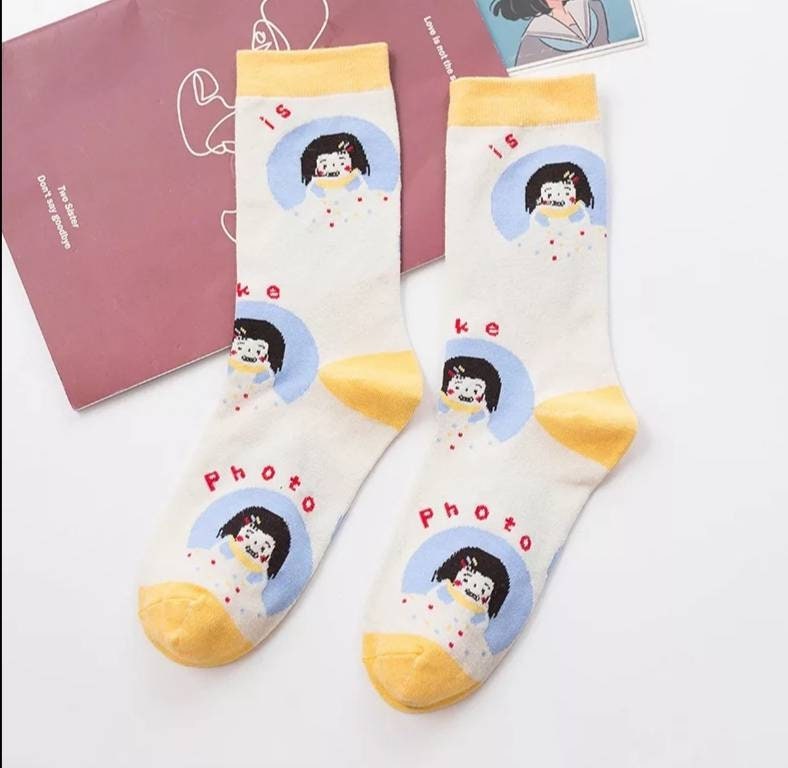 Image of Cute Faces Socks - Harajuku Socks Japanese Syle- Uk Size -, Euro -, Colourful