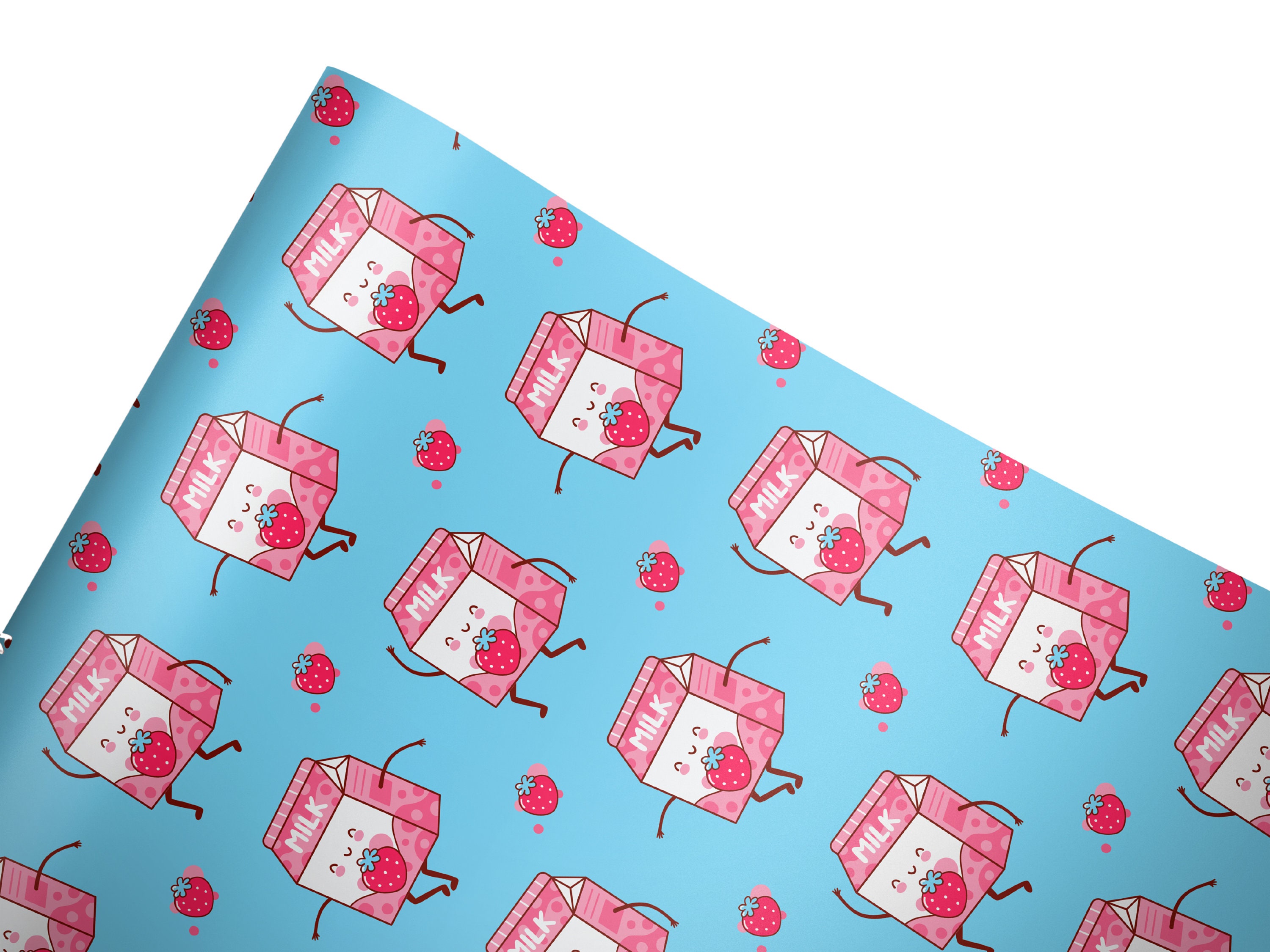 Kawaii Wrapping Paper / Gift Wrap / Strawberry Milk Carton Etsy