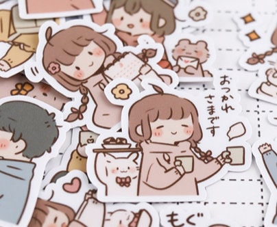 40 Mini Stickers Cute Kawaii/ Korean/japanese Couple/friends Sticker Pack  for Scrapbooking, Journalling, General Arts and Crafts 
