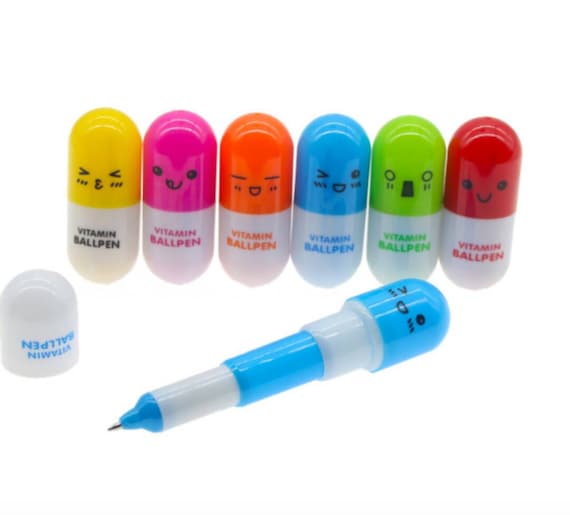 Cute Kawaii Capsule Style Pen in various colours, Kids Stationery, Pill  Pens, Japanese school supplies