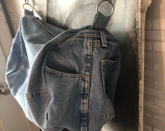 Denim duffel bag