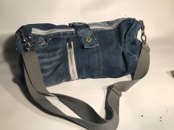 guess denim duffle bag