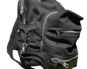 Leather backpack and canvas, Unisex backpack, xxl backpack, gifts for her, back to school, personalized bag, unique bag