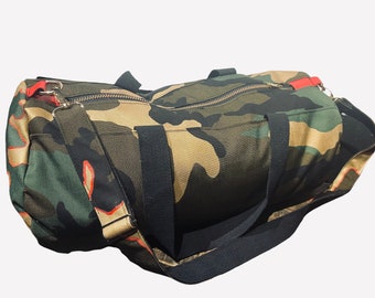 Shoulder bag, leather duffel bag, hip-hop bag, punk bag, camouflage bag