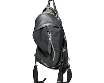 Leather backpack, canvas bag, backpack for women, gifts for her, back to school, personalized bag, unique bag