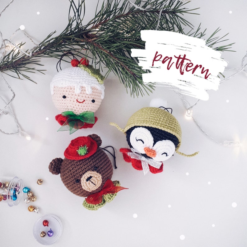 christmas crochet pattern pdf tutorial christmas gift, set of 3 toys Christmas ornaments christmas decor christmas pattern