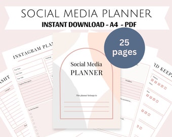 Digital social media planner, printable social media planner, instant download pdf, printable planner,content planner,small business planner